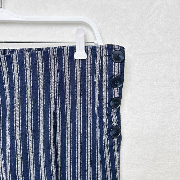 GAP Nautical‎ Striped Wide Leg Linen Pants Vacation Resort Coastal Blue White 16 - Picture 3 of 9